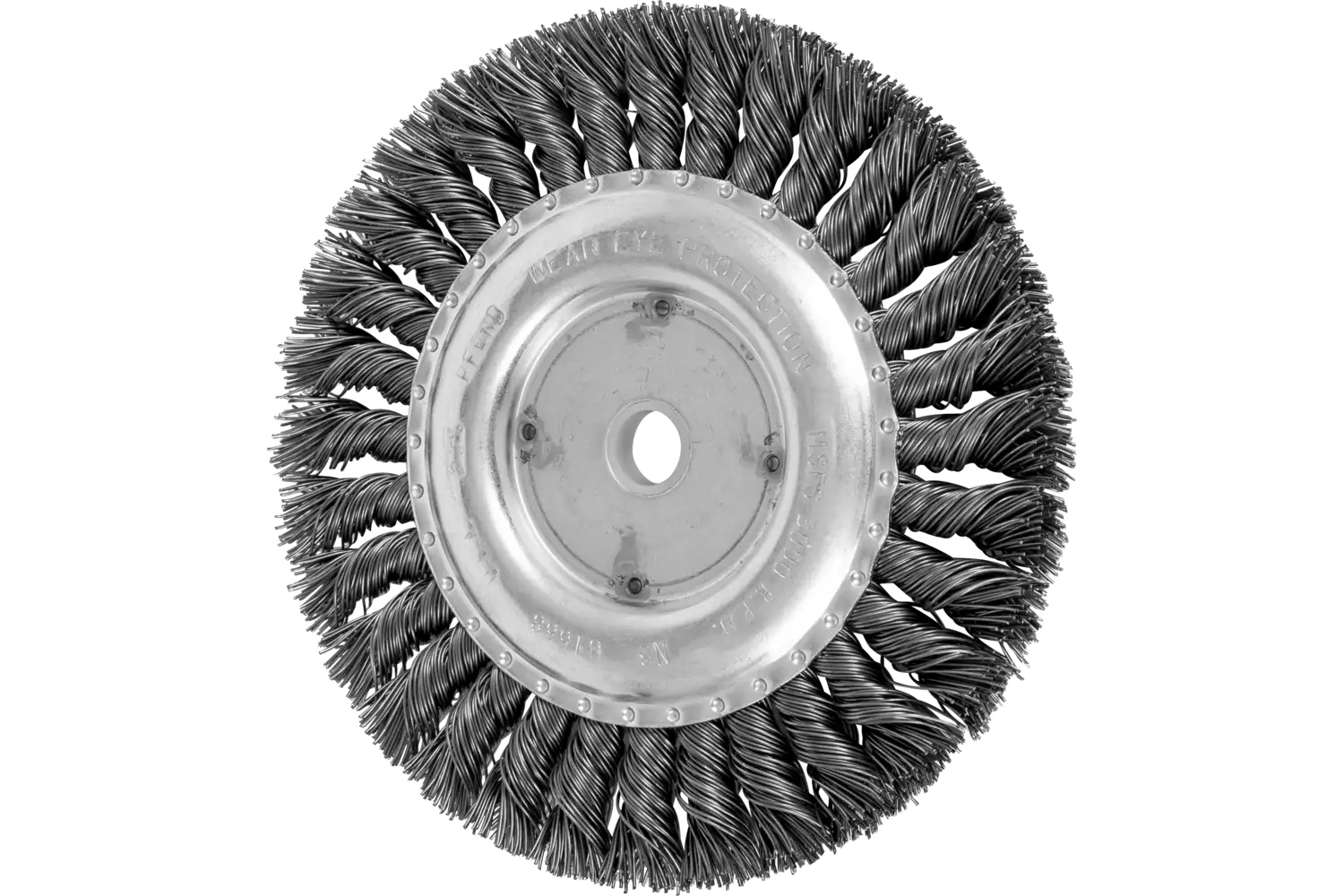 Picture of Pferd Standard Twist Knot Wire Wheel Brush 6" Dia. .023 Carbon Steel 5/8-1/2" Arbor